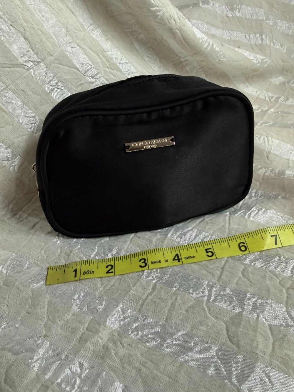 Giorgio Armani Parfums Black Gold Logo Cosmetic Bag Makeup Case EUC